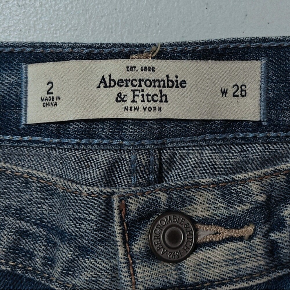 Abercrombie & Fitch Micro Shorts Womens 2 / 28 Blue Jean Denim Mini Shortie Rip - Picture 3 of 12